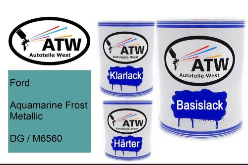 Ford, Aquamarine Frost Metallic, DG / M6560: 1L Lackdose + 1L Klarlack + 500ml Härter - Set, von ATW Autoteile West.
